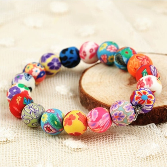 Jewelry - 3/$15~Polymer Clay Beaded Stretch Bracelet